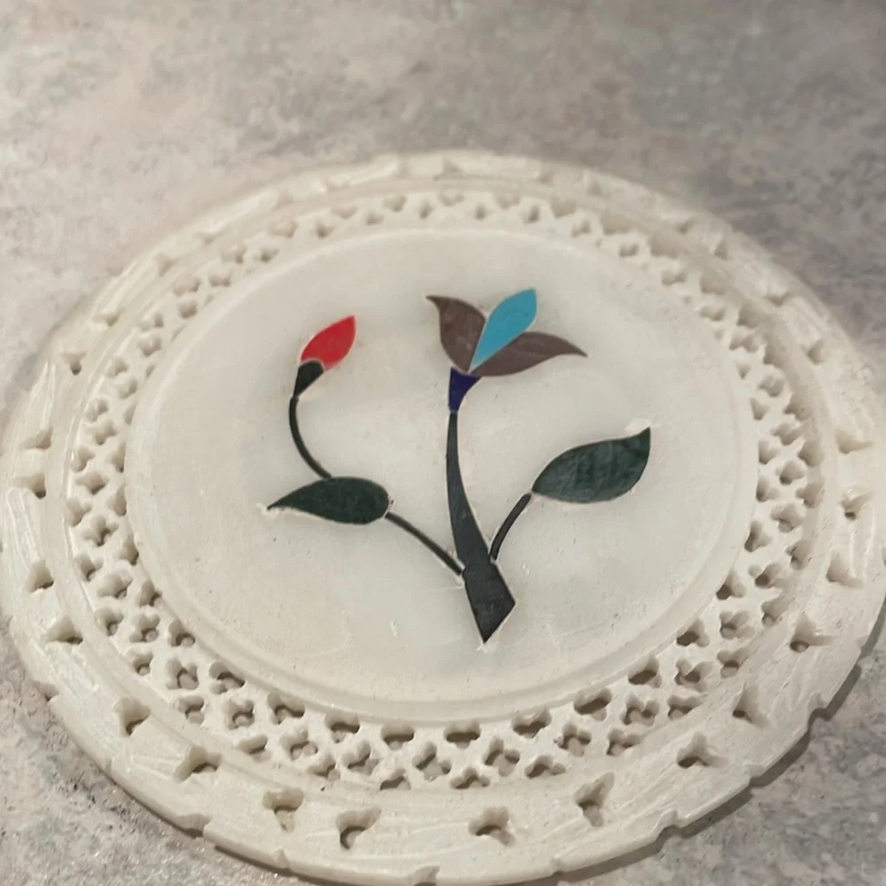 White marble inlay stone decor